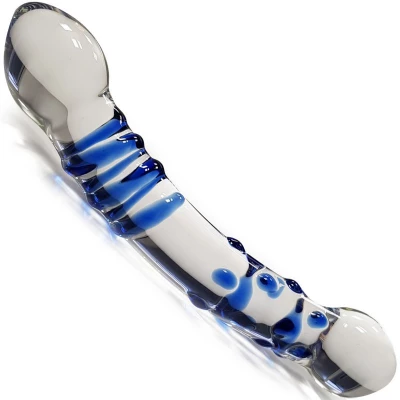 Sensual Dildo skleněné 13 cm modrá