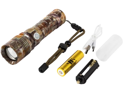 BAILONG 08344 Taktická svítilna LED CREE XHP160, IPX-5, 1000 m maskáč