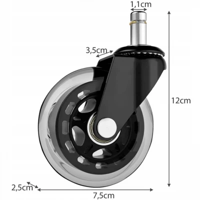 Malatec 22077 Gumové koliesko ku kancelárskej stoličke 75mm transparentné 5 ks