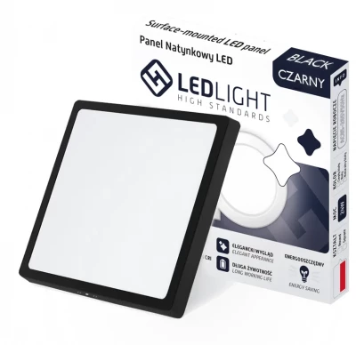 LEDLIGHT 2600 Stropní LED svítidlo 18 W, 1650lm, 3000K (teplá bílá), 21 x 21 cm černá