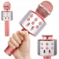 Verk 01377 Karaoke Bluetooth mikrofón, 1800mAh svetlo ružová