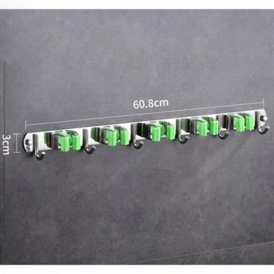 Pronett XJ5034 Kovový držák na úklidové nářadí s háčky 60 cm