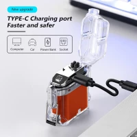 Verk 08371 Plazmový vodotěsný USB zapalovač s LED svítilnou černá