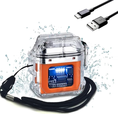 Verk 08371 Plazmový vodotěsný USB zapalovač s LED svítilnou černá