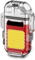 Verk 08372 Plazmový vodotěsný USB zapalovač s LED svítilnou červená