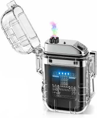 Verk 08372 Plazmový vodotěsný USB zapalovač s LED svítilnou červená