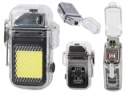 Verk 08372 Plazmový vodotěsný USB zapalovač s LED svítilnou červená