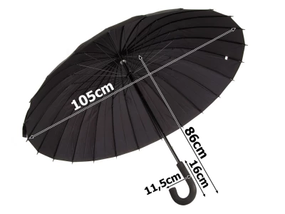 Verk 25002 Deštník holový 24 drátů, 124 cm černý 