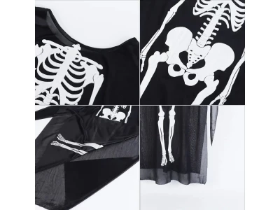 Verk Plášť s kostrou COCO, Halloween 90 cm, černobílá 