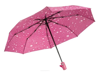 Verk 25011 Skládací deštník s kapkami 95 cm růžová
