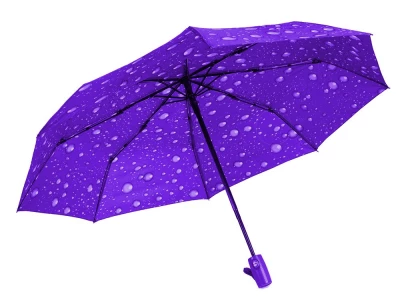 Verk 25011 Skládací deštník s kapkami 95 cm fialová