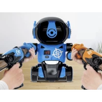 Kruzzel 23171 Střílející hra robot - 2 pistole na pěnové míčky a terč ve tvaru robota modrá