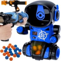 Kruzzel 23171 Střílející hra robot - 2 pistole na pěnové míčky a terč ve tvaru robota modrá