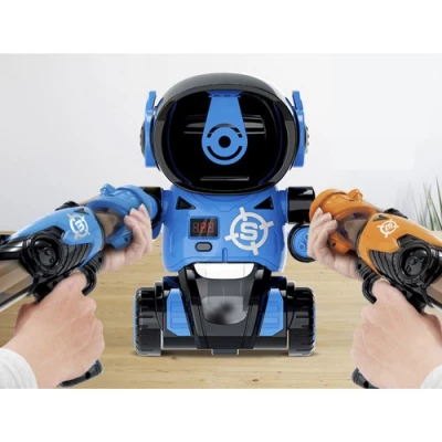 Kruzzel 23171 Střílející hra robot - 2 pistole na pěnové míčky a terč ve tvaru robota modrá