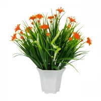 Vergionic 7044 Umelá tráva v kvetináči s kvetinami, 29 cm