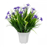 Vergionic 7044 Umelá tráva v kvetináči s kvetinami, 29 cm