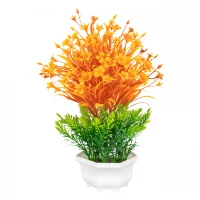 Vergionic 7035 Umělá tráva v květináči s květinami, 32 cm