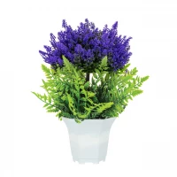 Vergionic 7047 Umelá tráva v kvetináči s kvetinami, 27 cm