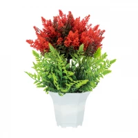 Vergionic 7047 Umelá tráva v kvetináči s kvetinami, 27 cm