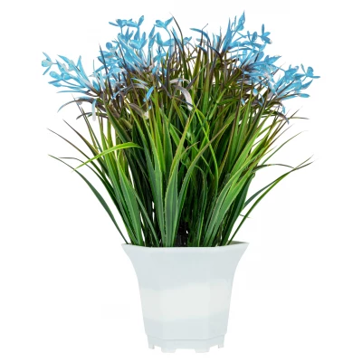 Vergionic 7040 Umělá tráva v květináči s květinami, 30 cm