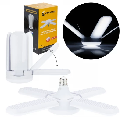 Vergionic 4124 Štvorramenná skladacia LED žiarovka 80 W, E27, 6500K, studená biela