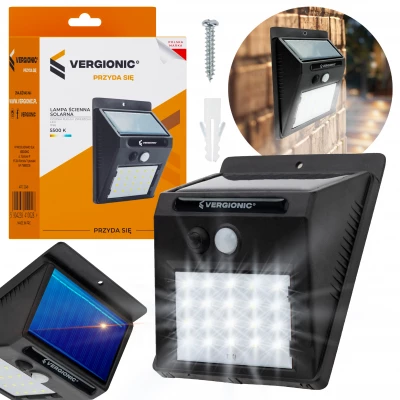 Vergionic 2248 Vonkajšie solárne LED osvetlenie 3W, IP65, 1200 mAh, pohybový senzor