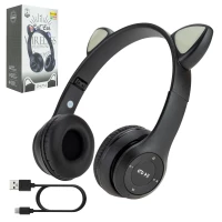 Vergionic 7301 Bezdrátová Bluetooth sluchátka Cat s tlapkou, 35 mW, 200 mAh šedorůžová