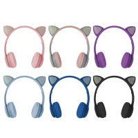 Vergionic 7301 Bezdrátová Bluetooth sluchátka Cat s tlapkou, 35 mW, 200 mAh šedorůžová