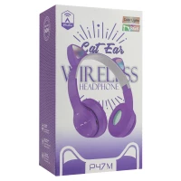 Vergionic 7301 Bezdrátová Bluetooth sluchátka Cat s tlapkou, 35 mW, 200 mAh šedorůžová