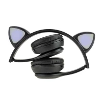 Vergionic 7301 Bezdrátová Bluetooth sluchátka Cat s tlapkou, 35 mW, 200 mAh šedorůžová