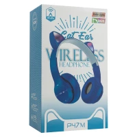 Vergionic 7301 Bezdrátová Bluetooth sluchátka Cat s tlapkou, 35 mW, 200 mAh šedorůžová