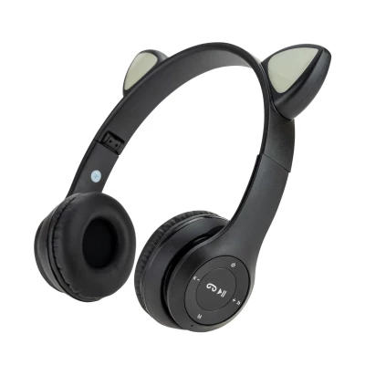 Vergionic 7301 Bezdrátová Bluetooth sluchátka Cat s tlapkou, 35 mW, 200 mAh šedorůžová