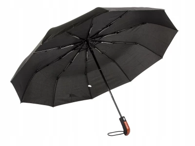 Verk 25006 Skládací deštník 100 cm, dřevěná rukojeť černý