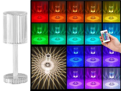 Verk 12305 Krištáľová LED stolná lampa, RGB, dotykový panel, diaľkové ovládanie