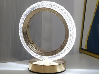 Verk 12313 Křišťálová LED stolní lampa, RGB, prsten