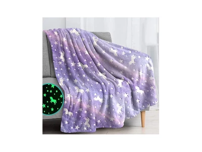Verk 24307 Fleecová deka s rukávmi hviezdy svietiaca fialová