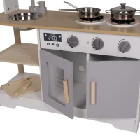 Kruzzel 21933 Dětská dřevěná kuchyňka s příslušenstvím XL 85 cm bílá