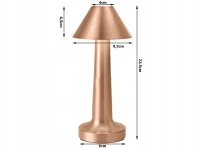 Verk 12308 LED Stolní lampa dotyková, 3 W, 1500mAh, měděná