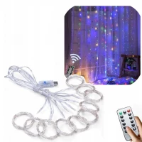Foxter 2279 Vánoční světelný závěs USB LED, IP65, dálkové ovládání, multikolor 2 x 2 m