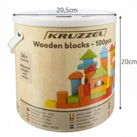 Kruzzel 22666 Drevené kocky vo vedre s vekom 100 ks