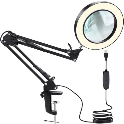 Izoxis 22691 Multifunkční kosmetická lampa s lupou 32 LED, USB, černá