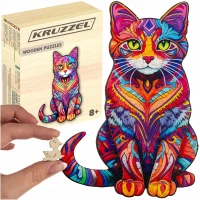 Kruzzel 22878 Drevené puzzle mačka 130 dielov, 38 x 24 cm