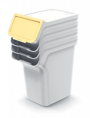 Odpadkový kôš STACKBOX Q popolavo šedý, objem 4 x 20l