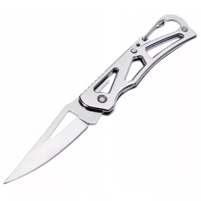 Pronett XJ5123 Zavírací nůž chrom s karabinou 14 cm