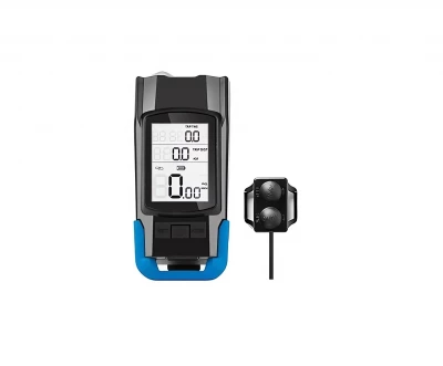 Verk 14480 Vodeodolné LED svetlo na bicykel USB, el.zvonček, tachometer modré