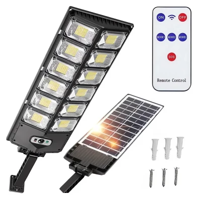 LedLight Pouliční osvětlení solární 504 LED COB, IP65, 1200W, černé