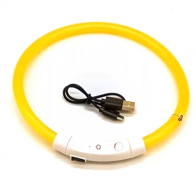 Verk 19327 LED svietiaci obojok pre mačku a psa 50 cm žltý