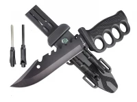 Foxter 2313 Taktický vojenský nôž s kresadlom 33 cm čierny