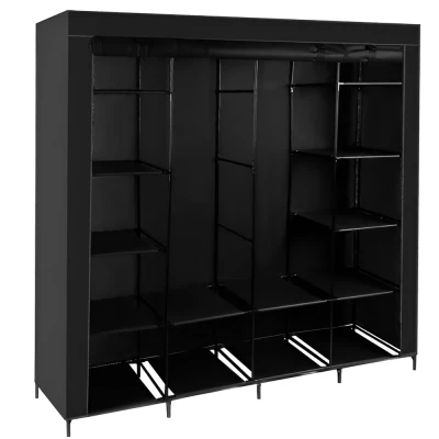 KIK KX4346 Dvojitá skříň na oblečení 180 x 133 x 44 cm černá