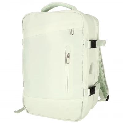 KIK KX4109 Cestovný batoh na notebook rozšíriteľný 26-36L, USB, zelený